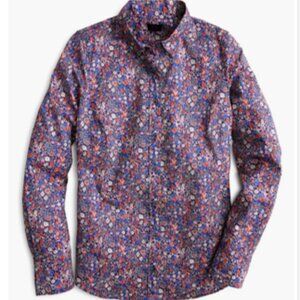 J.Crew Slim Fit Perfect Shirt in Liberty Kayoko Deep Blue Floral, Size 2
